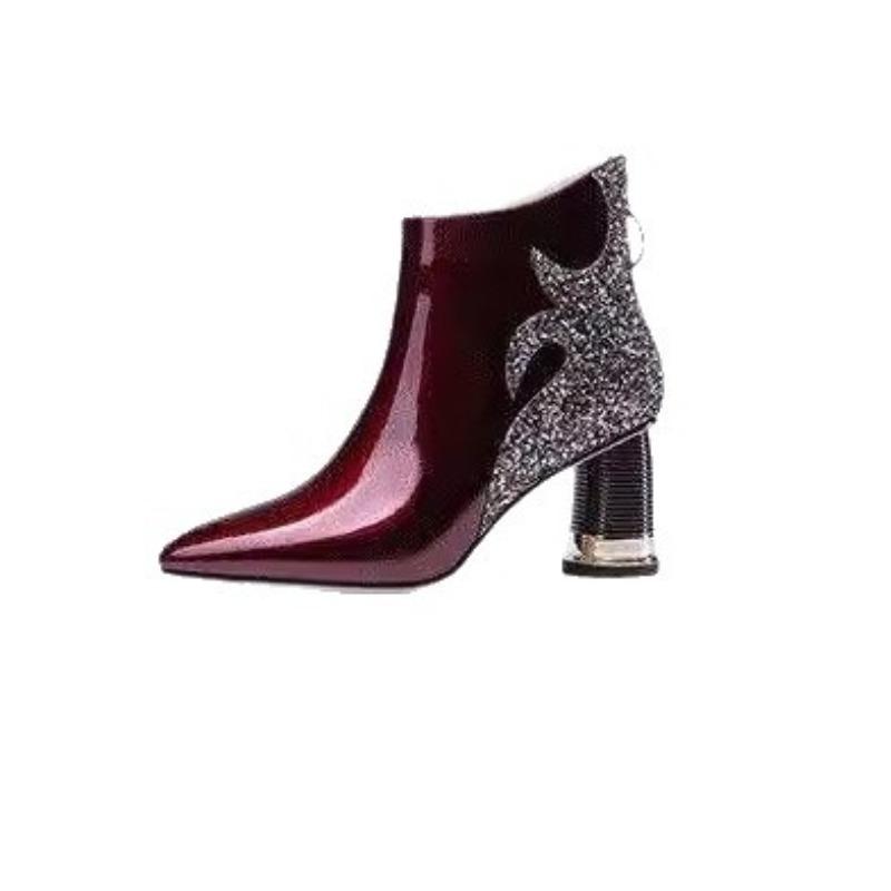 Large Size Boots - New Style Pointed-toe Shoes with Thick Heels and Short Boots