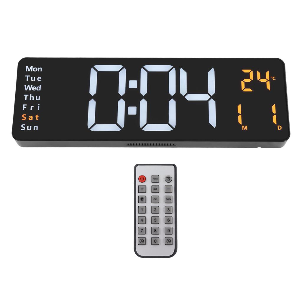 LED Digital Clock Large Screen Wall Mounted Clock with Remote Control 10 Level Adjustable Brightness Date Temperature