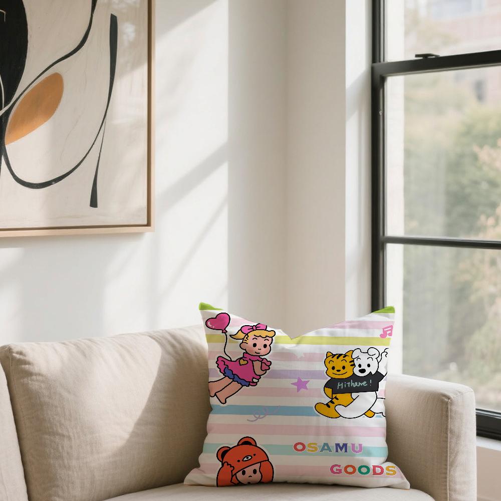

Harada Osamu Art Cute O-Osamu Goods For Sofa Car Office Cafe Soft And Comfortable Double-Sided Printing Pillow Cover 30cmx30cm
