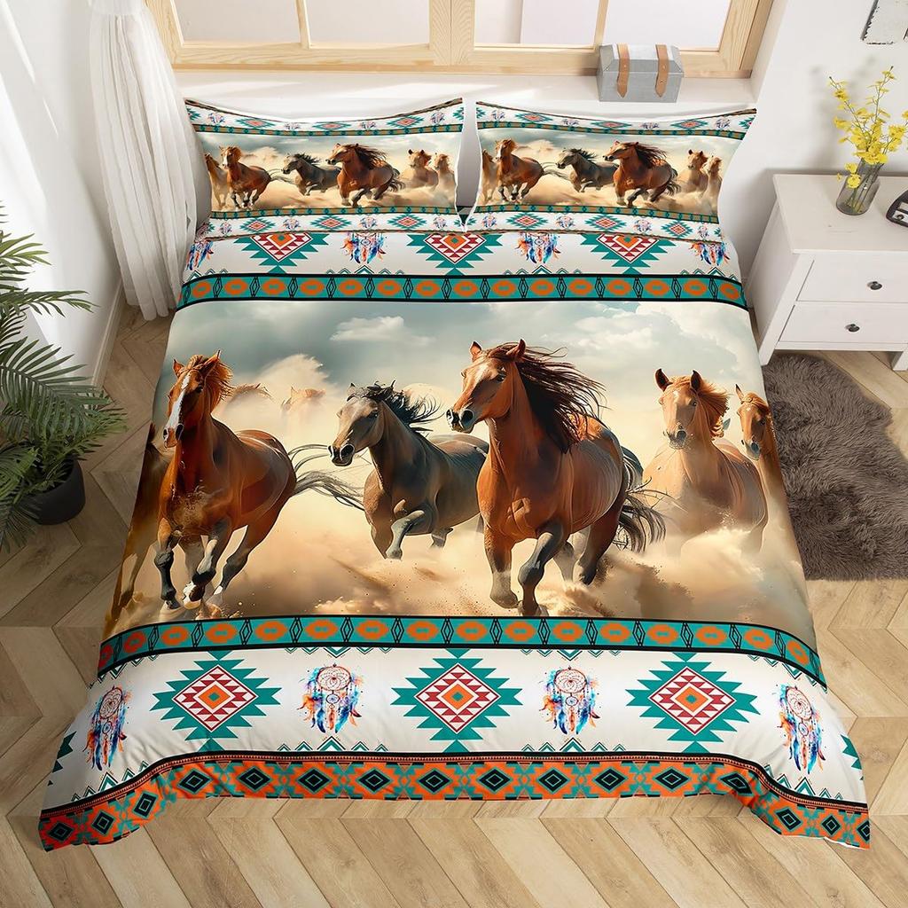 Horse Duvet Cover Sets For Kids Teens Comforter Covers Queen King Size Lightweight Down Room Decor 2 Pillowcases 1 Duvet Cover