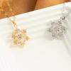 Stainless Steel Snowflake Pendant Necklace with Synthetic Zirconia, Rotatable Women's Jewelry Set