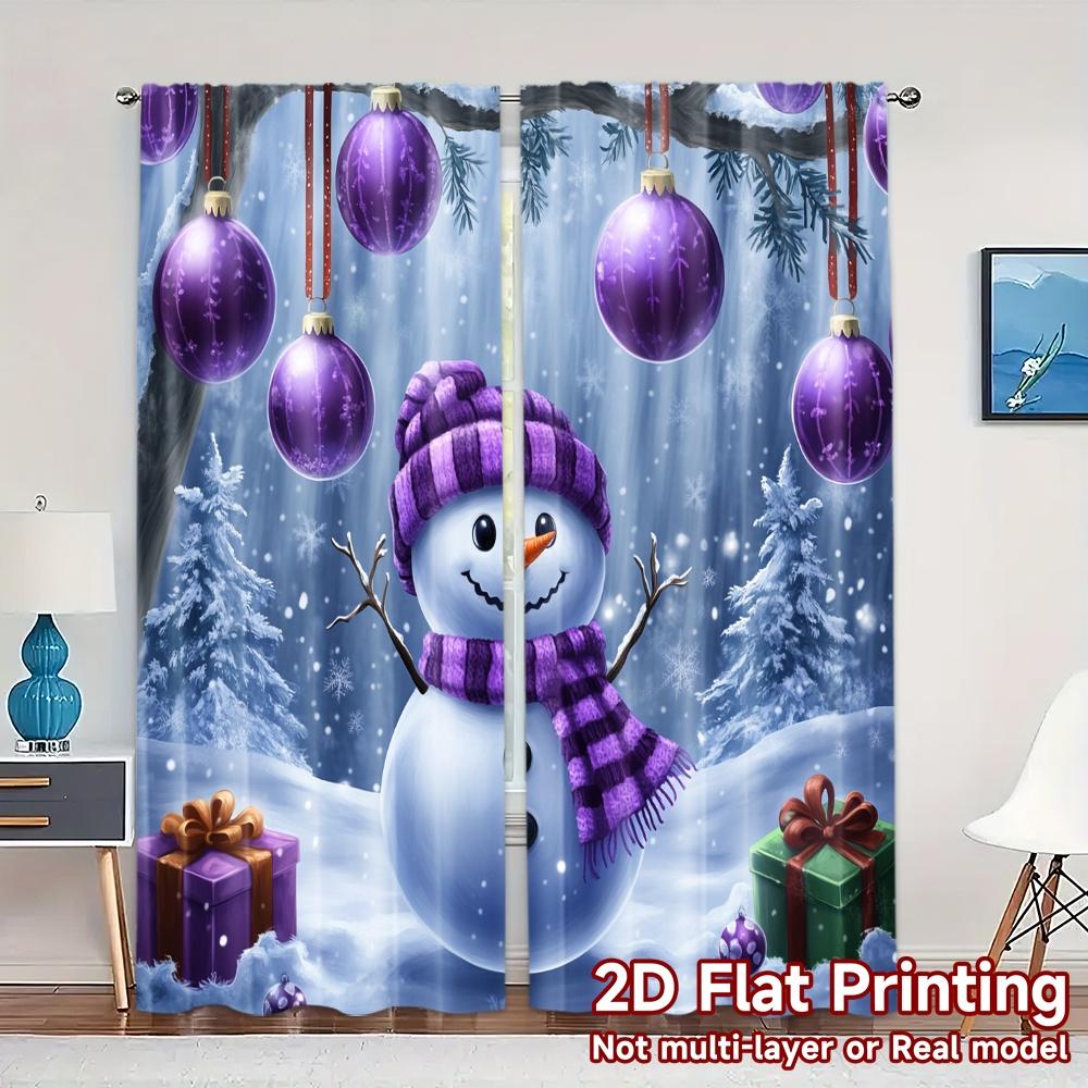 

2pcs,Curtains Cute Snowman Christmas Ornaments Chic Print Curtains Versatile Polyester Fabric Curtains Thermal Insulation, and 52.50×116.00 CM 2pcs