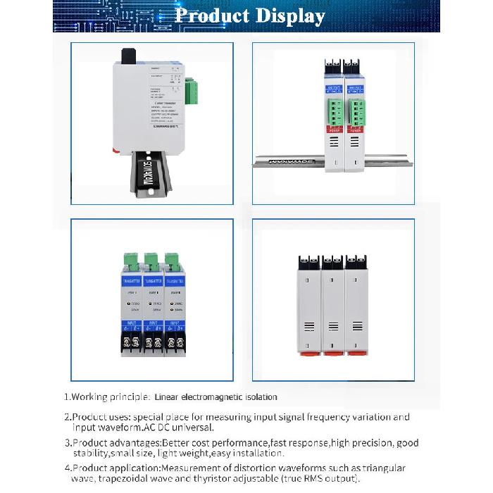 AC/DC Voltage Transmitter Sensor Transducer AC/DC 0-500V Input 4-20mA 0-20mA 0-5V 0-10V Output DC 19-380V Power Supply