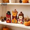 Decorative Wood Cat Set 3Pcs Christmas Wooden Ornaments with Hat and Bow Tie, 2D Interchangeable Holiday Flat Thanksgiving Tabletop Figurines,