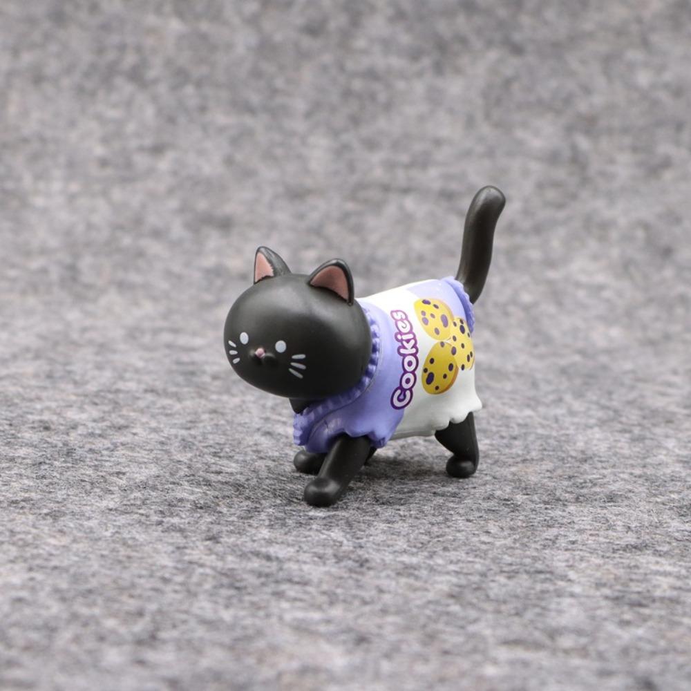 Walking Animal Snack Cat Figure Toys PVC Mini Cat Ornaments Cute Cat Model Doll Toys  Desktop Decor