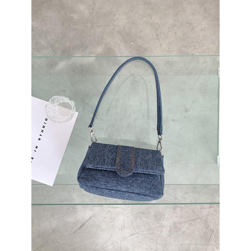 New Denim Bag Old Baguette Shoulder Bag Women Niche Design Leather Underarm Bag Women