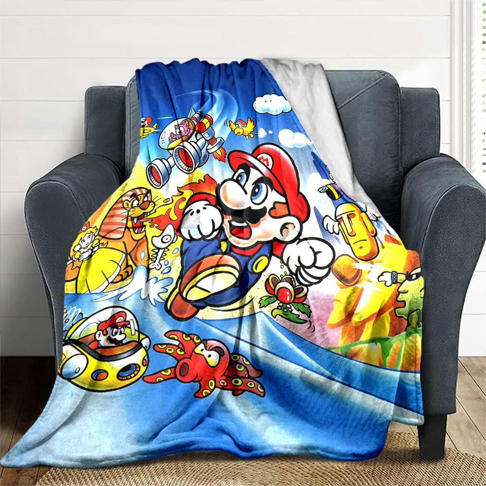 Mario'S Adventure Space Flannel Blanket Super Soft Warm Cozy Blanket For Sofa Bed Office Travel Allseason Home Decor Gift