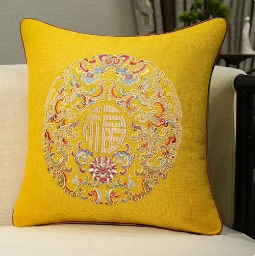 Chinese New Style Fu Character Pillow Case, Wedding Red Lucky Linen Cushion Cover for Sofa Bedroom Decor