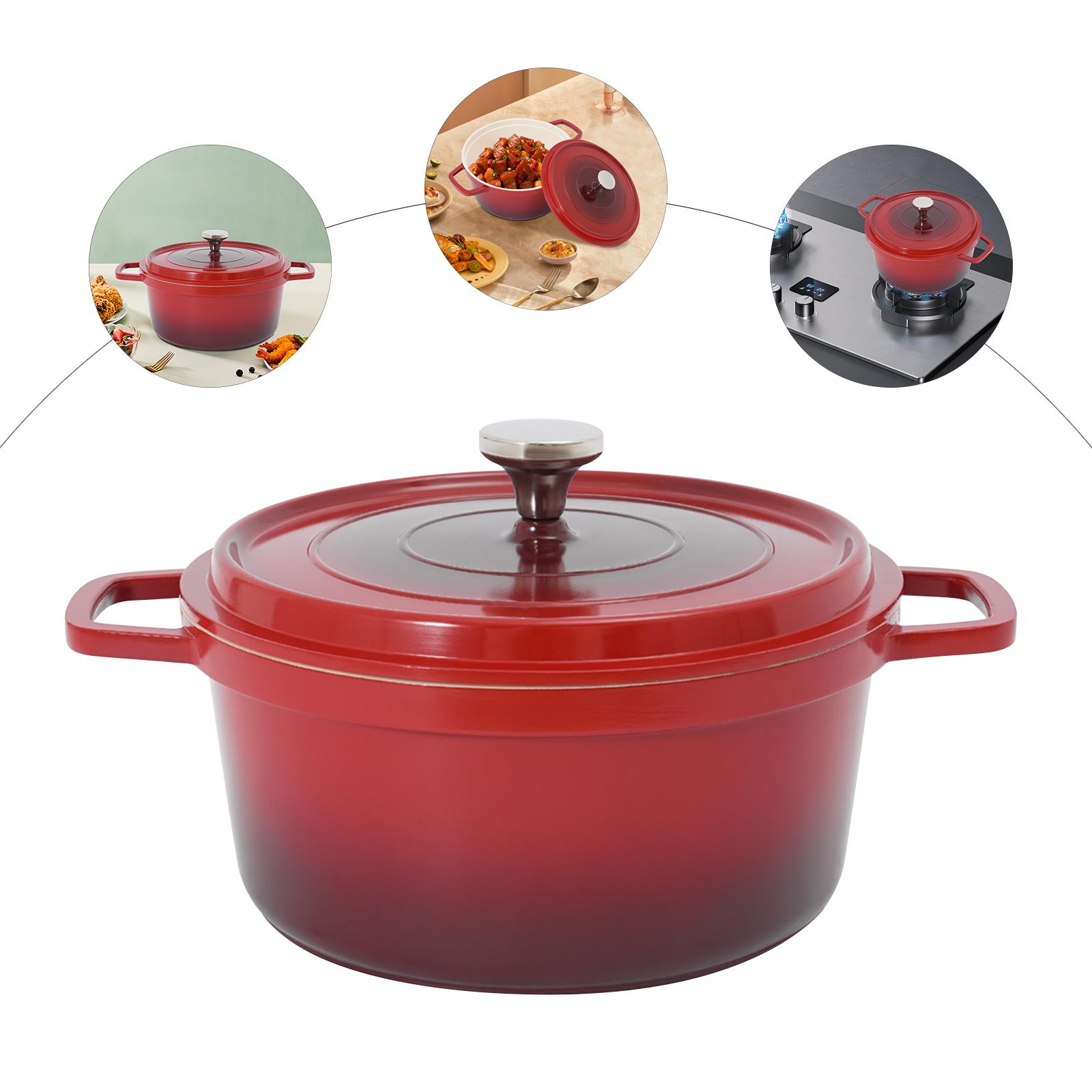 4 л Керамическая кастрюля из алюминиевого сплава, Красная круглая кастрюля с крышкой 24 см для газовых плит, Индукционных плит красный