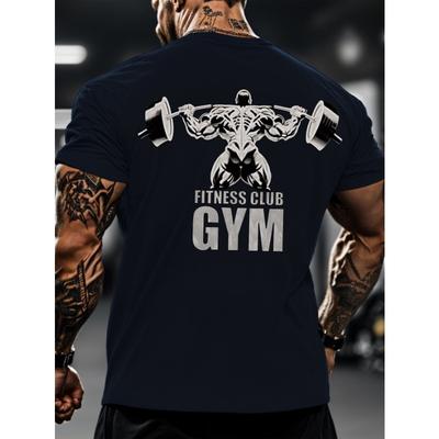 Evropské velikosti Pánské letní fitness tričko s grafikou - Lehké prodyšné tričko do posilovny s motivem svalů pro muže, design s jednoručkou