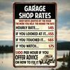 Metal Sign Garage Rules Funny Tin Poster for Man Cave Home Bar Wall Decor