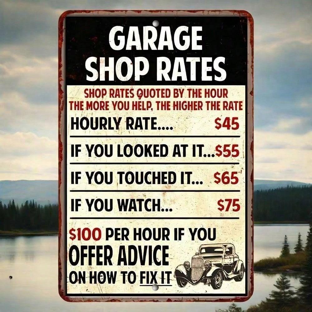 Metal Sign Garage Rules Funny Tin Poster for Man Cave Home Bar Wall Decor