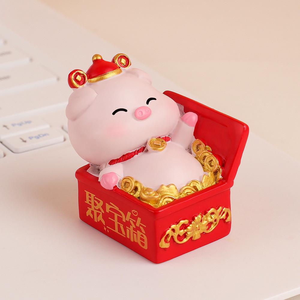Zodiac Pig Creative Resin Figurine Decorative Gift For Celebrations And Festivals