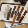 Oiled Glossy Genuine Leather Bracelet For Apple Watch Band S11/10/9/8/7/6/5/Ultra iWatch Strap 49/46/45/44/42/41/40/38mm Casual