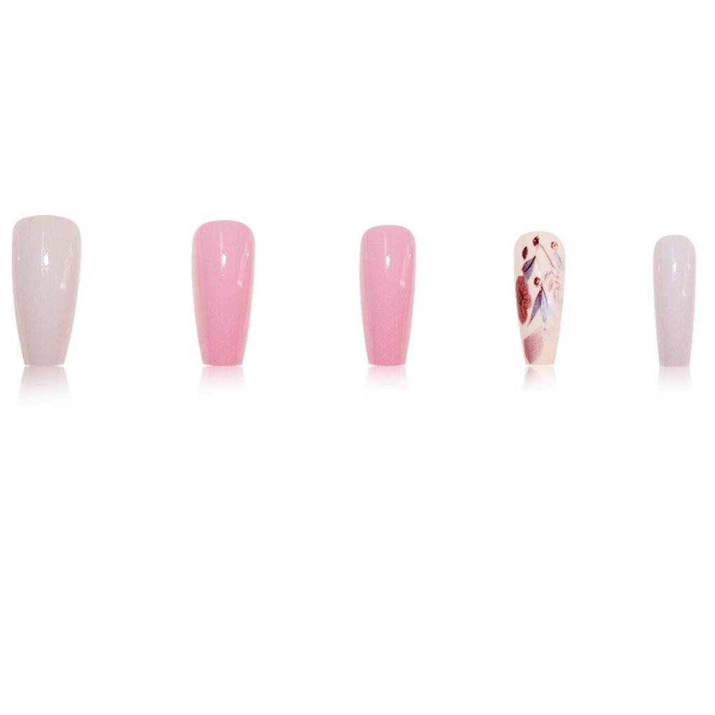 Sweet Wind Wear Nail Flower Geometric Pattern Nail Art Nails Almond Nail Art Patch Fake Nails