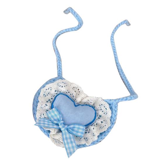 

Милая собачья кружевная бандана с рисунком в виде сердца, щенок, кошка, нагрудник, шарф с бантом, вязаное полотенце от слюней для маленьких средних собак, кошек синий