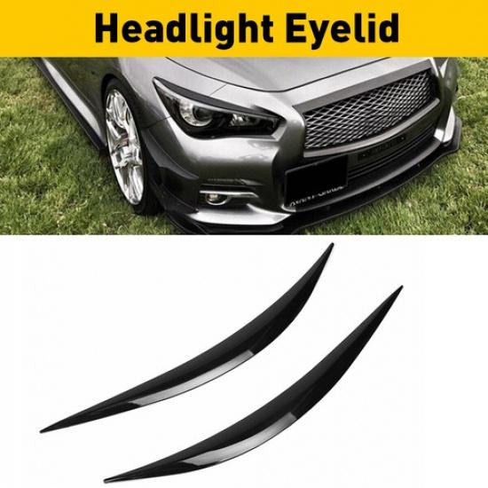 Headlight Eyebrows Eyelid Trim For 2014- Infiniti Q50 Glossy Black Cover US