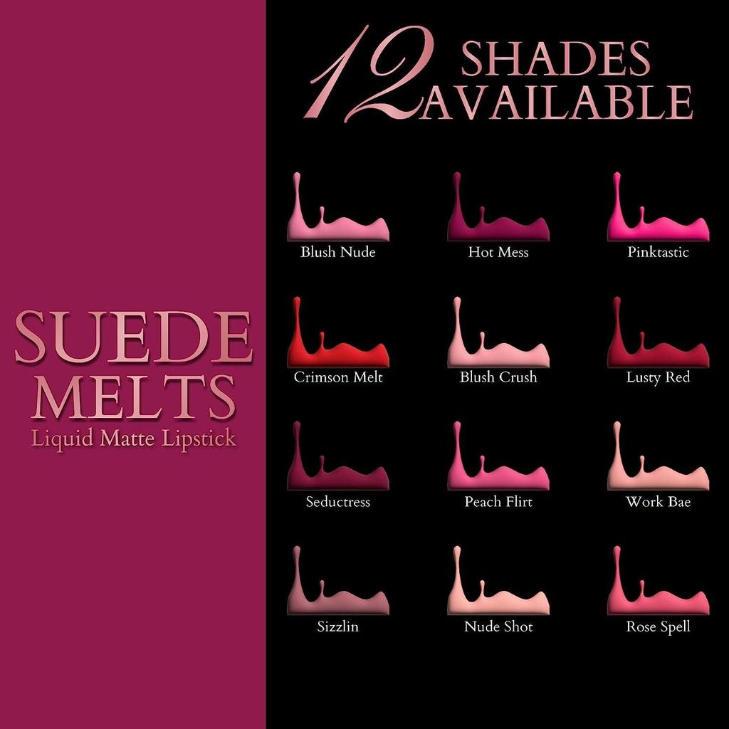 Bergamot Beaute Liquid Matte Lipstick Suede Melts Non Transfer Lip Colour Waterproof,  Upto 8 Plus Hours Wear For Women 2.1ml (Blush Crush)