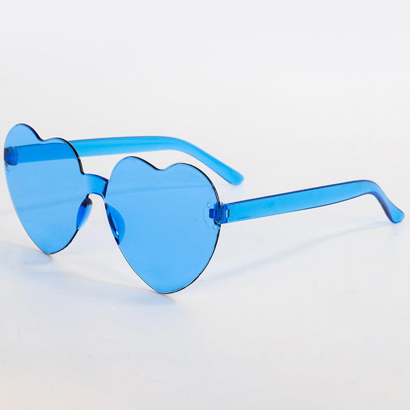 2024 Damen Farben PC Herzform Getönte Party Sonnenbrille Mädchen Vintage UV400 Farben Randlose Polarisierte Sonnenbrille