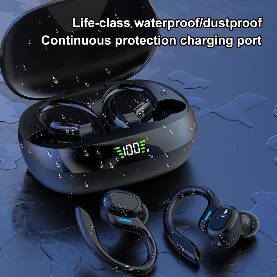 Bezprzewodowe słuchawki sportowe Bluetooth 5.3 IPX5 Słuchawki douszne Etui ładujące 300mAh Haczyki na uszy Słuchawki 3D HiFi Stereo Zestawy słuchawkowe