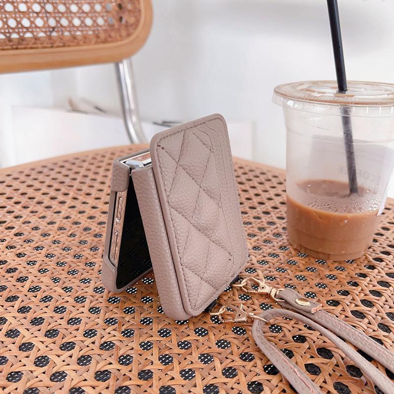 Crossbody Wallet Cards Solt Leather Case For Samsung Galaxy Z Flip 5 4 3 5G Flip5 Flip4 Long Lanyard Purse Pocket Bag Cover