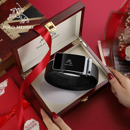 Genuine Paul Leather Men's Automatic Buckle Belt - High-End Cowhide Business Waistband