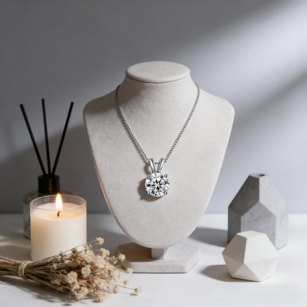 European-American Light Luxury Moissanite Pendant Four-Claw Collarbone Necklace