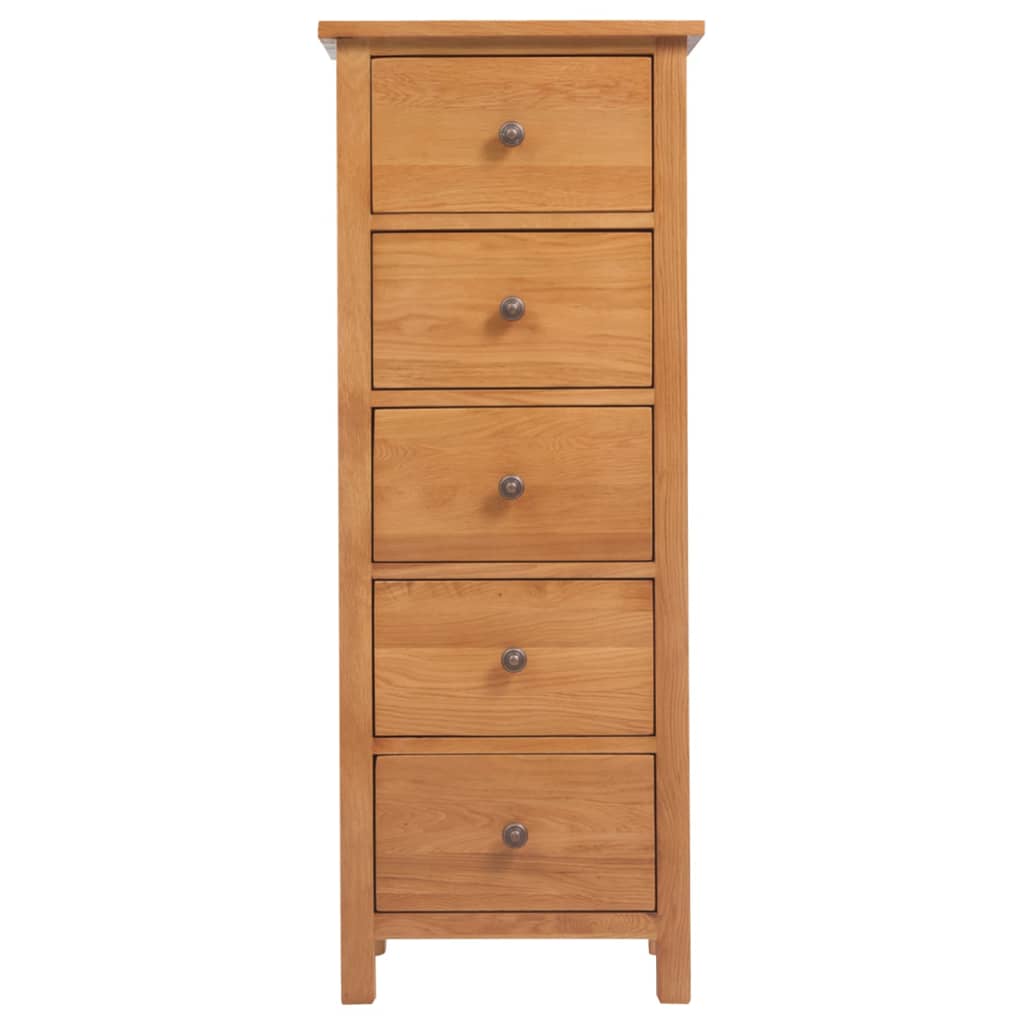 Tall Dresser with Drawers 45 x 32 x 110 cm Solid Oak Wood