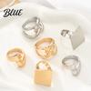 Adjustable Ring 3Pcs Minimalist Cross Knot Set Textured Chunky Stackable