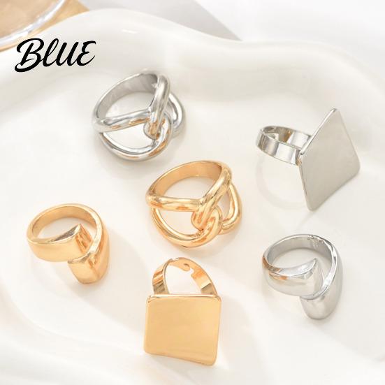 Adjustable Ring 3Pcs Minimalist Cross Knot Set Textured Chunky Stackable