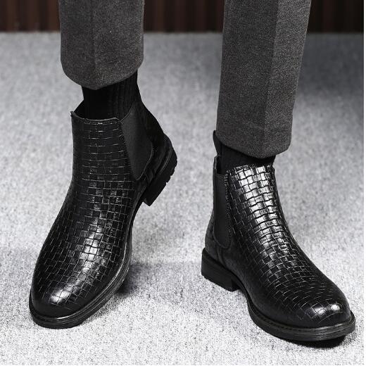 Men'S Braided Print Chelsea Casual Boots Men'S Bright Face High Spring Autumn Men'S Abkle Boots M799