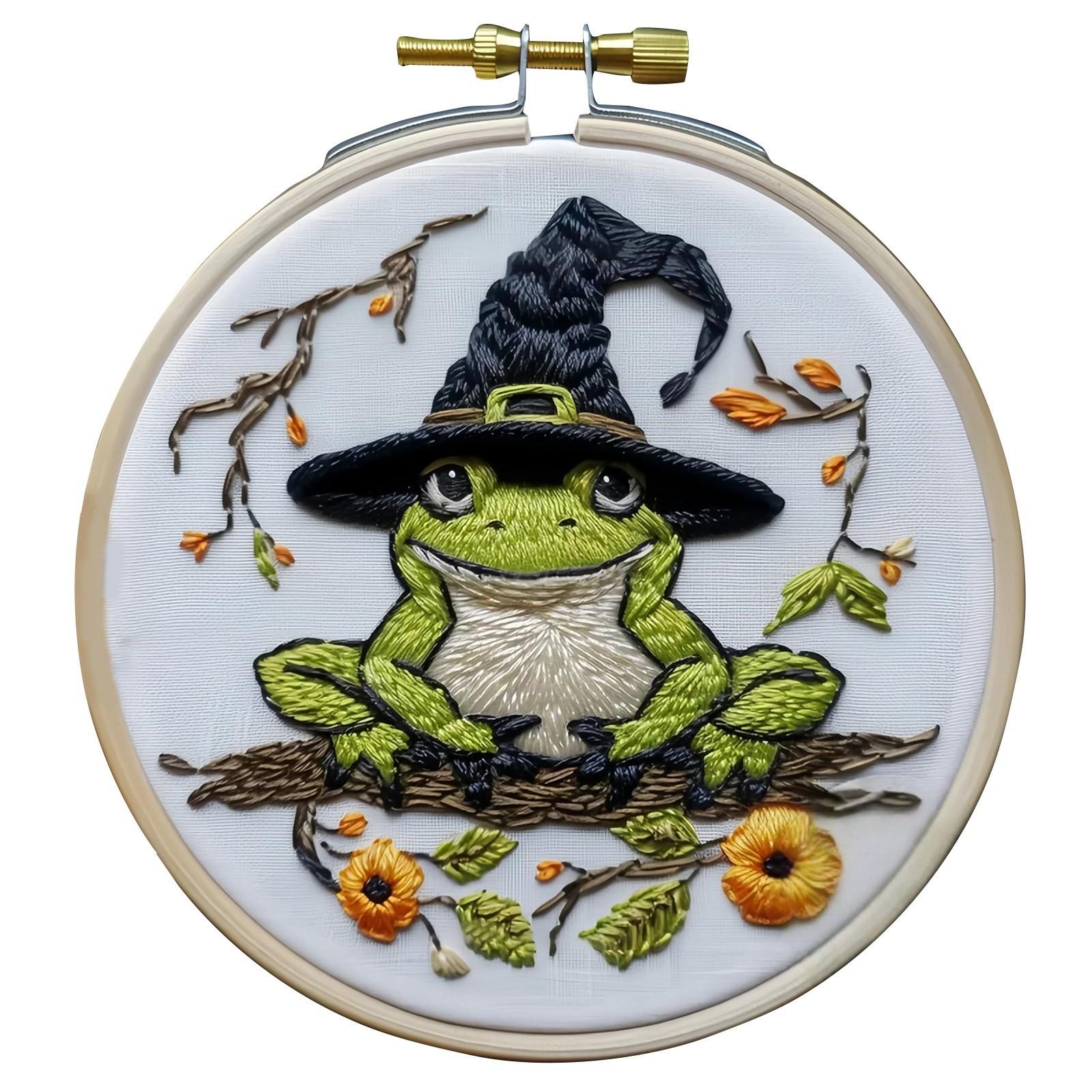 

Набор для вышивания ведьминской шляпы с цветочным узором, набор материалов для Хэллоуина, вышивка крестом с узорами цветов и тыкв, набор для вышивания своими руками, ручная вышивка иглой, набор для рукоделия для начинающих One Size