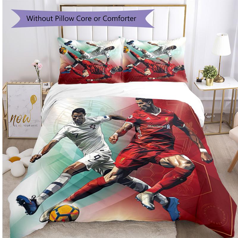 Set Lenzuola Stampate Cristiano Ronaldo 3 Pezzi Copriletto Accogliente Traspirante come Regalo per Inaugurazione Casa o Festa