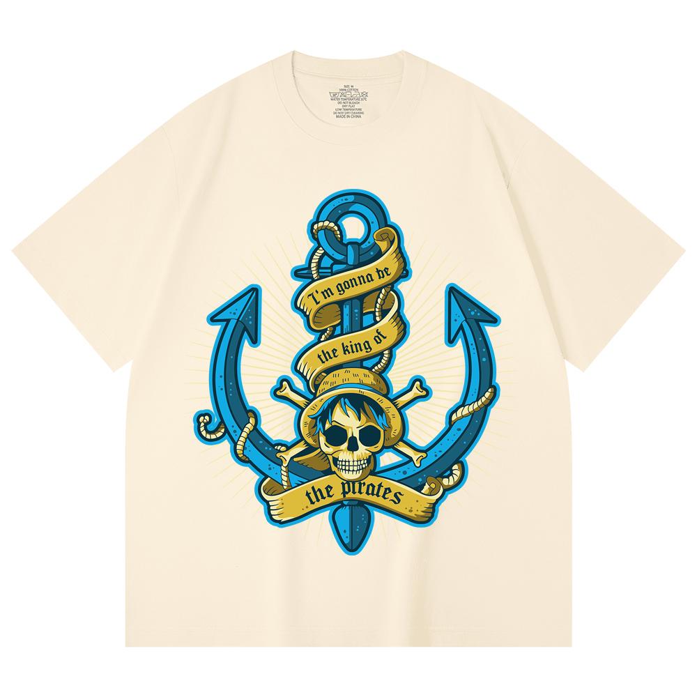 

230 г/м² 100% хлопок Цельный V35 Логотип Luffy Kaido Печать Унисекс Тяжелая хлопковая футболка XS абрикосовый