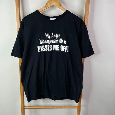 My Anger Management Class Pisses Me Off! Shirt Mens Large Black Short Sleeve