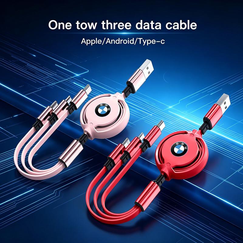 3 In 1 Car Phone Charging Cable Micro USB Fast Charging For BMW M Performance F30 F10 E90 F20 E46 E60 E70 E39 E36 E87 Keychain WQ1