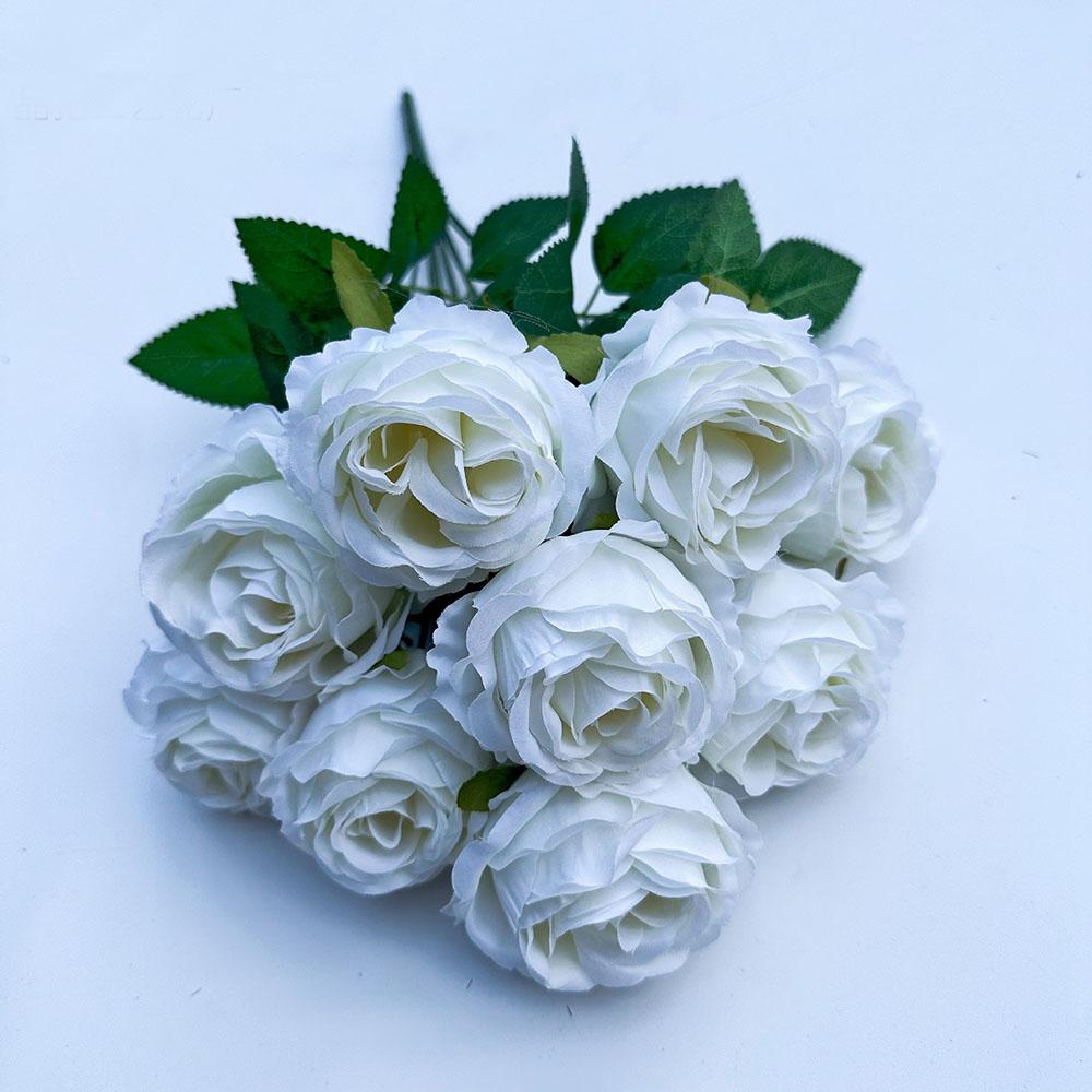9 Forks Silk Rose Artificial Flower Bouquet For Wedding,Home Decor,Valentine's Day Gift, Room Table Decor,Scenery Decor