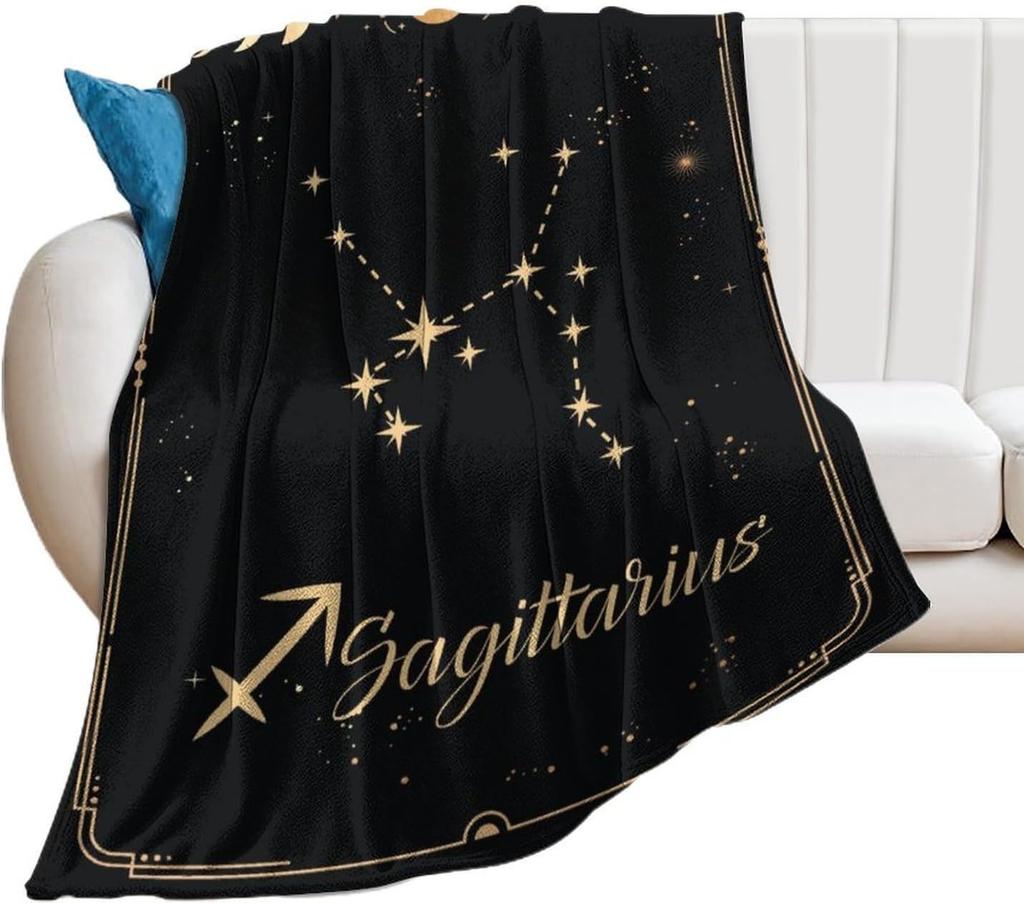 Twelve Zodiac Signs Patterns Printed Blanket for Sofa Bed Travel Camping Living Room Conditioning Blanket for All Seasons Gifts