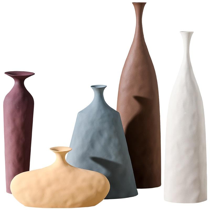 1 Stück nordischen Stil Morandi Farbe Porzellan Vase kreative Innendekoration Zuhause Wohnzimmer Dekor Blumenarrangement Blumenbehälter