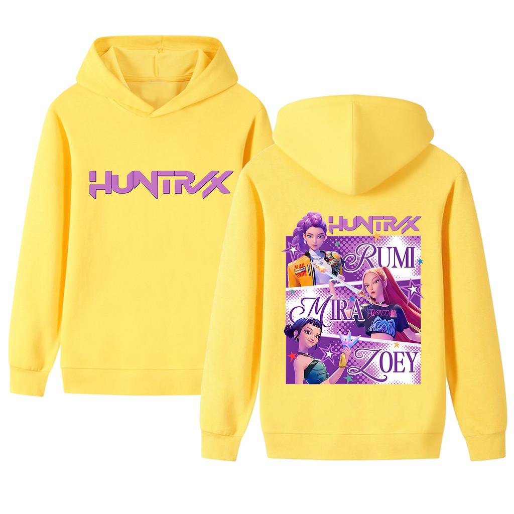 B1199-2 Kinder Jungen Mädchen Kpop Rumi Zoey Mira Beidseitiger Druck Langarm Kapuzenpullover