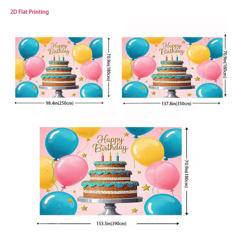 2D Birthday 2D Backdrop, 3-Tier Cake & Balloons for Photoshoot & Cake Smash