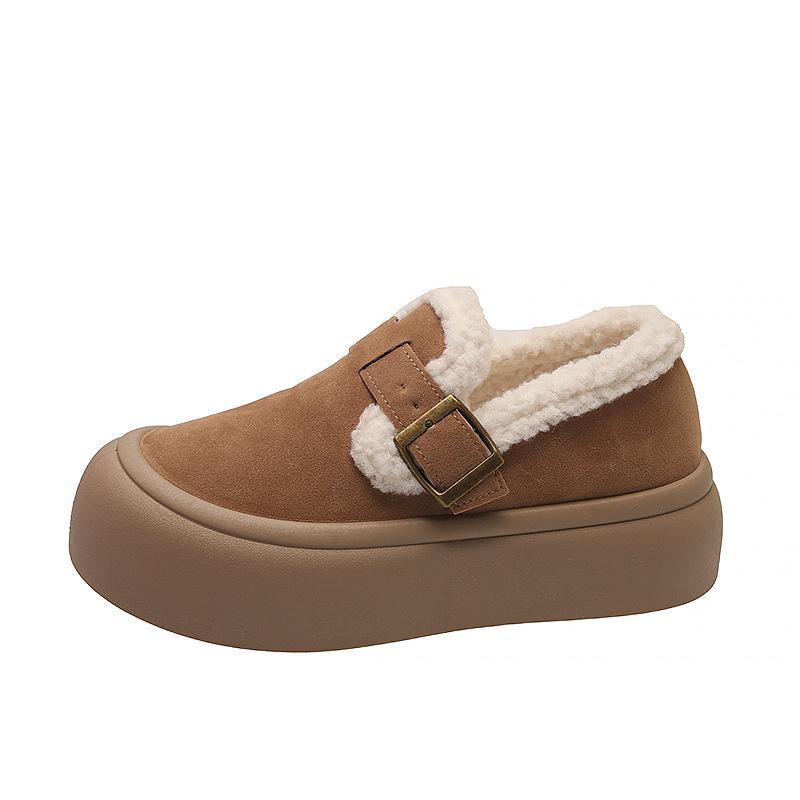 Женские зимние ботинки на платформе-маффин с круглым носком теплые и бархатистые модные повседневные хлопковые туфли 40 3896₽