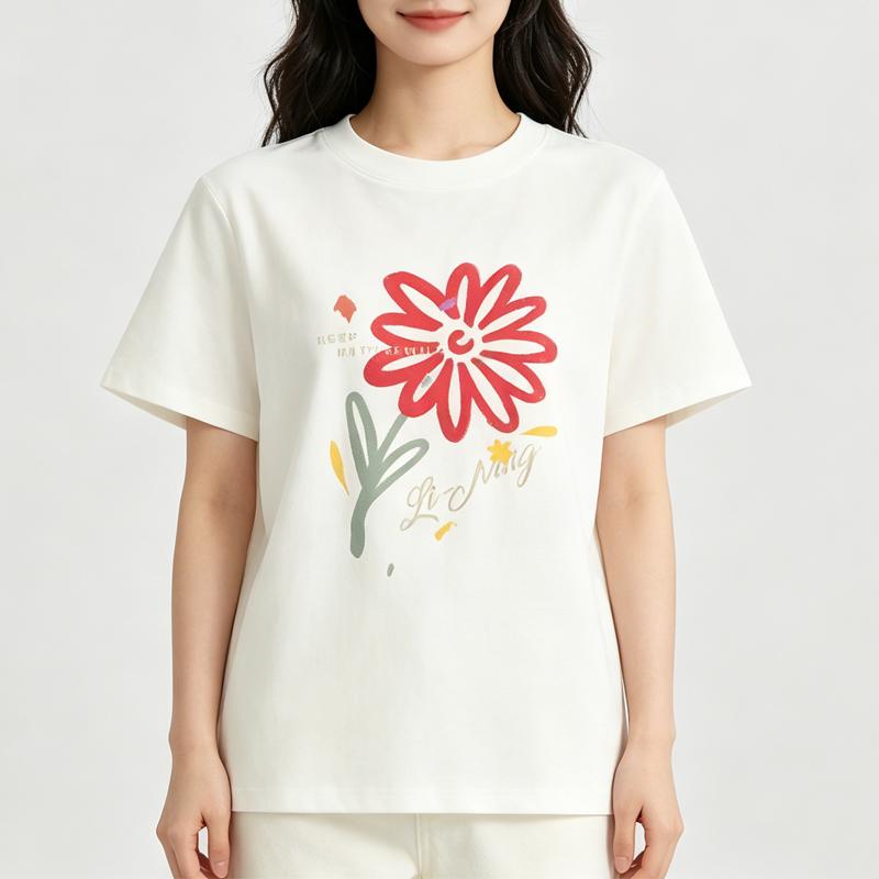 Li-Ning Summer Unisex Printed Round Neck Short Sleeve Casual Comfortable Breathable Skin-Friendly Lightweight Versatile Fashion T-Shirt AHSV586-1