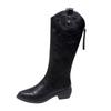 Pointed western cowboy boots women's winter fat mm heightening knight boots widening big tube circumference boots fat tube thick leg boots