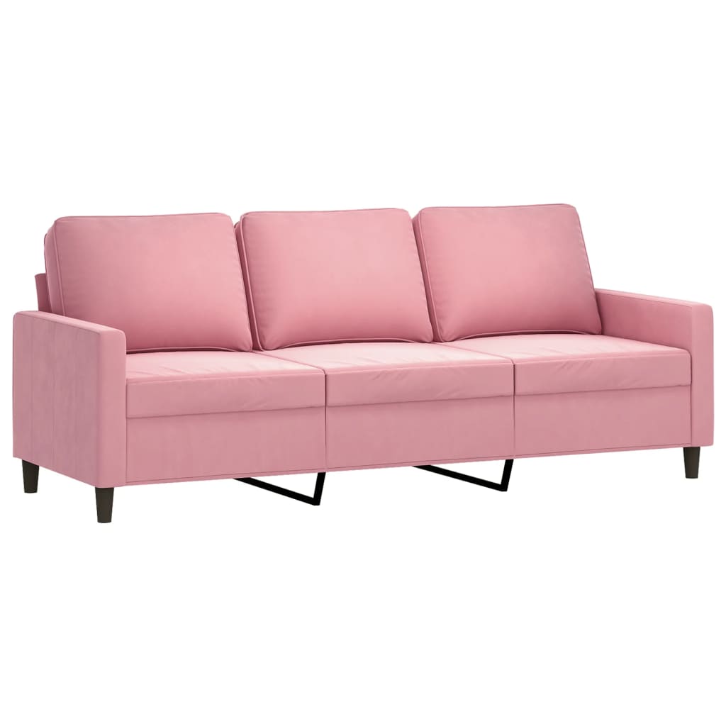 Vidaxl 3-Osobowa Sofa Z Podnóżkiem, Różowa, 180 Cm, Aksamitem