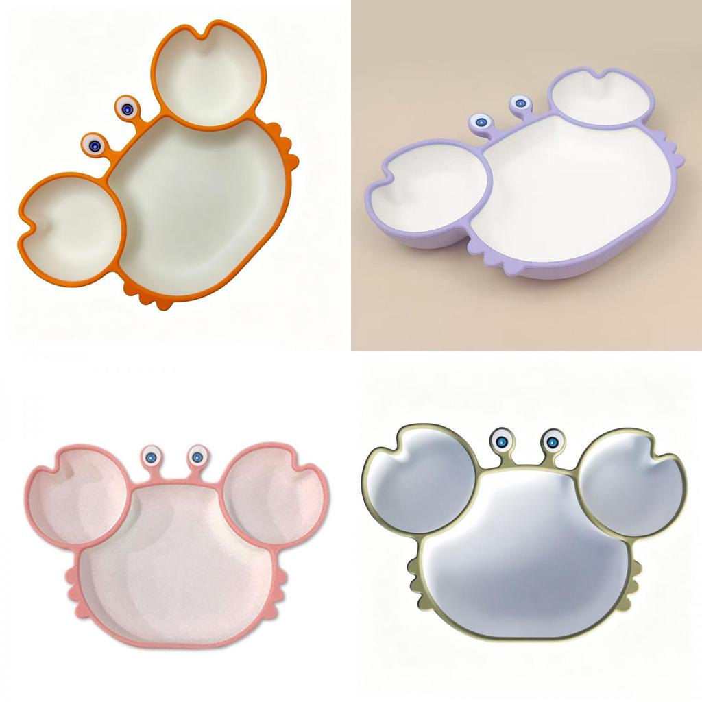 Piatto in Silicone per Bambini Irritabili con Ventosa e Divisori per l'Ora dei Pasti