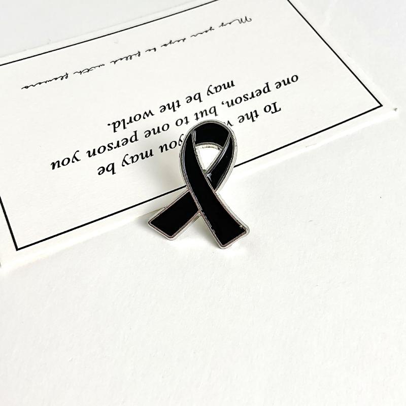 10Pcs Black Ribbon Pin Badge Brooch Funerals Memorial Pin Enamel Black Ribbon Alloy Pin Badge Brooch Clothing Accessory Pin