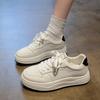 Platform white shoes women's summer 2025 new fashion lightweight breathable round head lace-up student casual board shoes