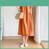 Luxurious Cotton Loose And Thin Dress For Women With Short Sleeves And Round Neck