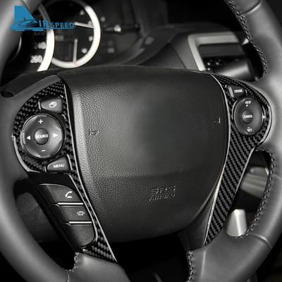 For Honda Accord 2013 2014 2015 2016 2017 Real Soft Carbon Fiber LHD Car Steering Wheel Button Interior Trim Accessories